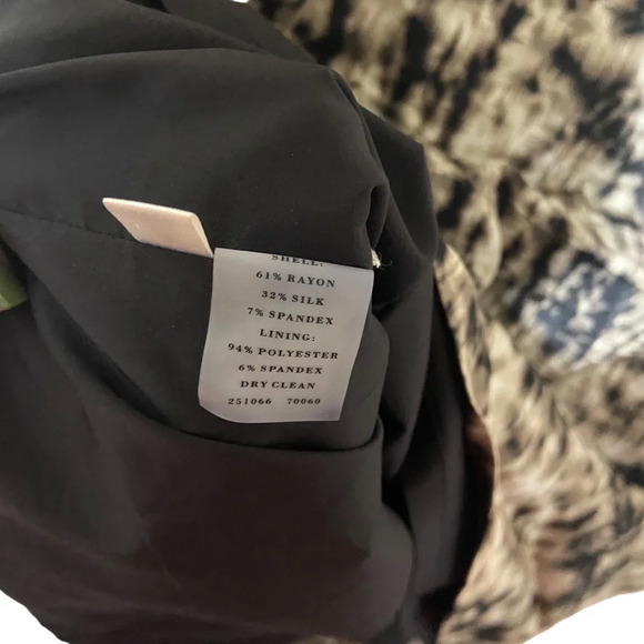 Ann Taylor Silk Blend Paint Strokes Print Plunge Sheath Midi Dress Size 6 - Picture 6 of 7